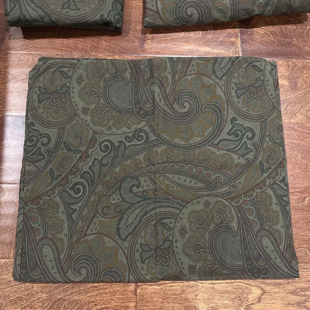 Ralph Lauren Brianna Abstract Paisley Twin Sheet Set Flat Fitted Pillowcase 3 Pc